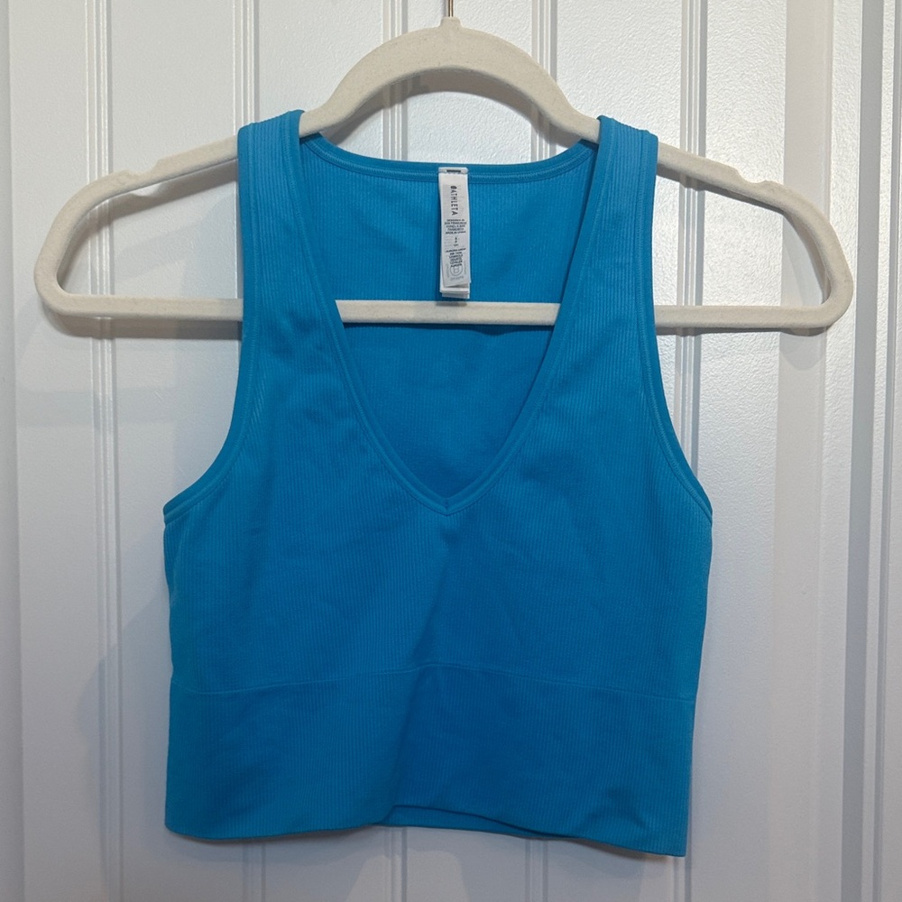 Athleta Aurora blue ribbed Crop Tank